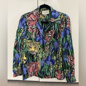 Gucci Silk Tiger Print Shirt Sz M